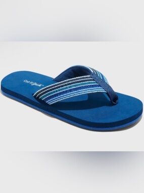 Cat & Jack Blue Striped Boys' Flip Flop Sandals